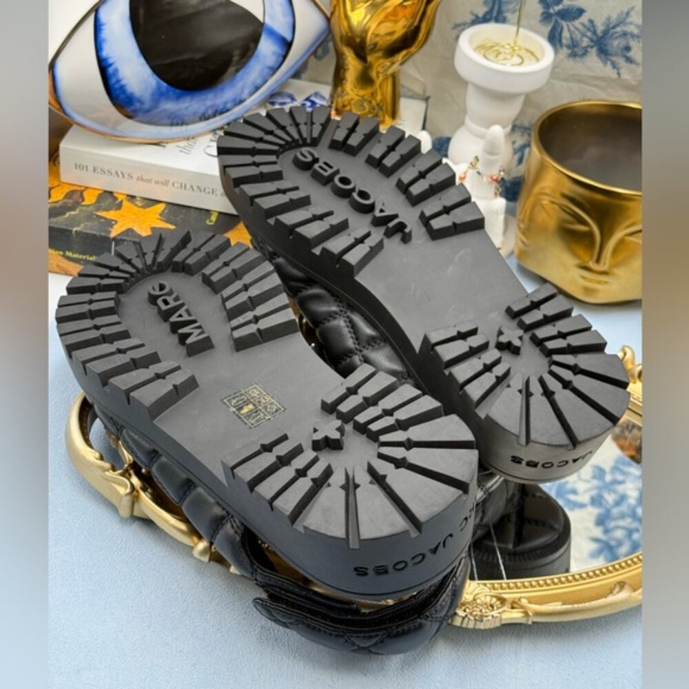 🆕 MARC JACOBS 🧿 NWOB The Quilted Sunny Leather Dad Sandals, Black - Sz 39 US 9 - Picture 15 of 16